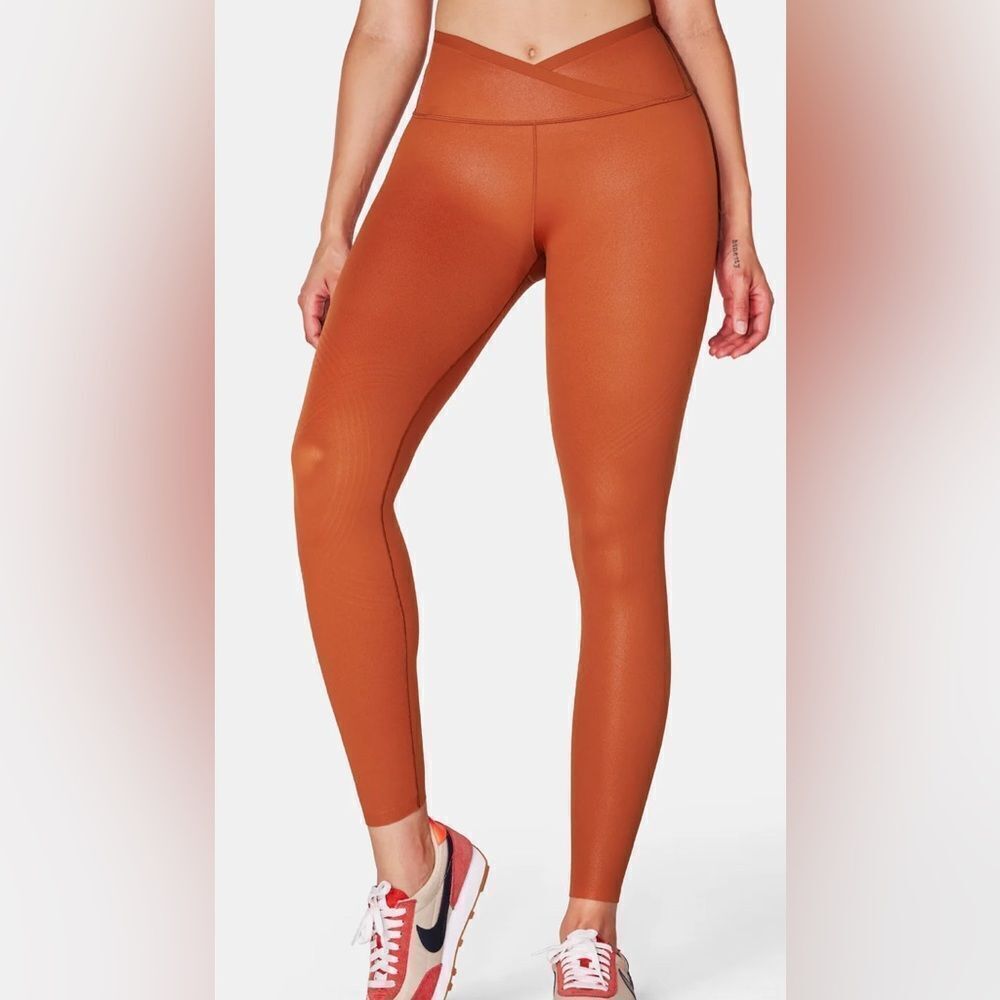 Fanka Body Sculpt Faux Lift & Curve Faux Leather Leggings Pumpkin Small NWT